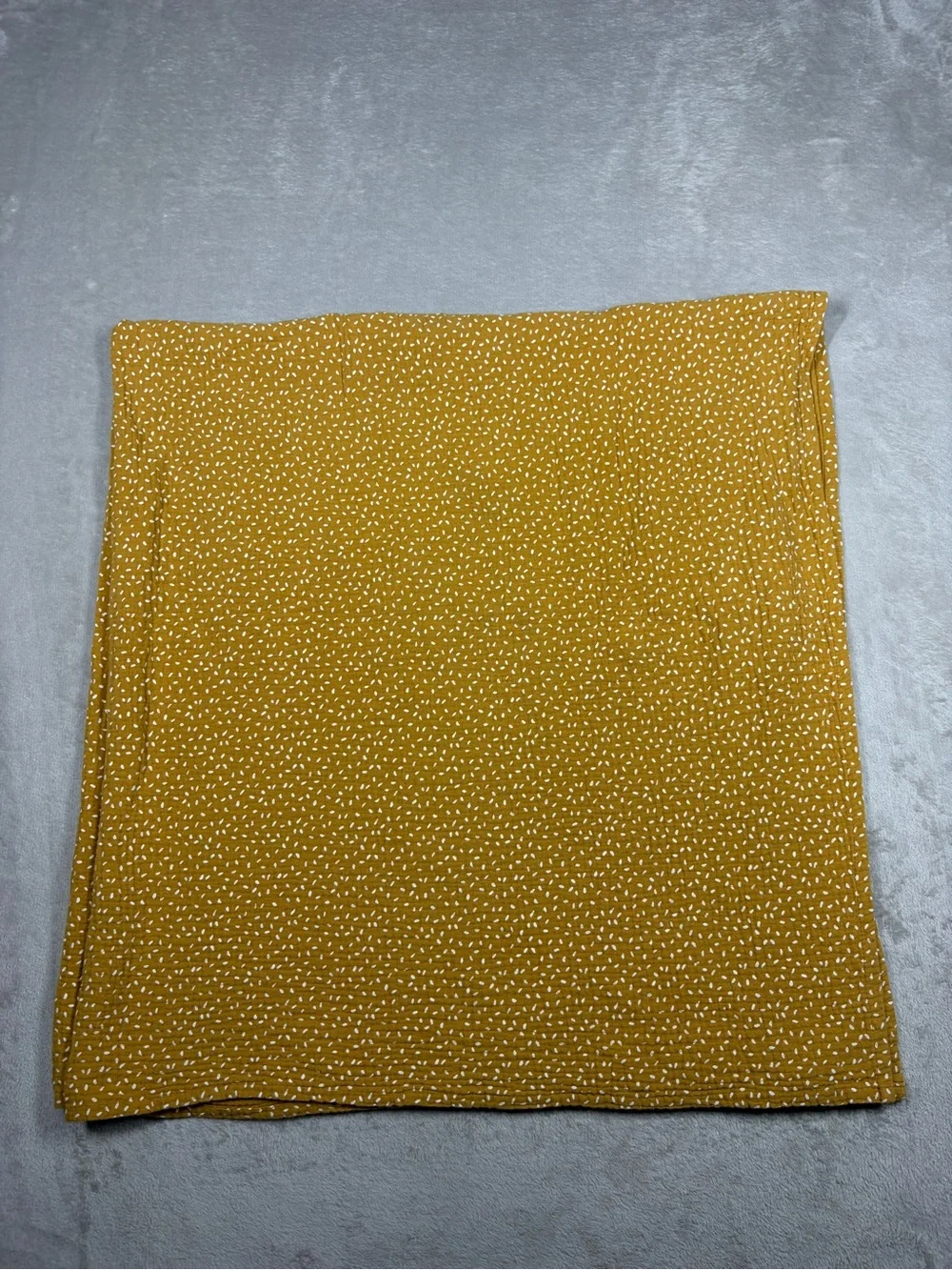 Rylee + Cru Mustard Yellow White Abstract Dot Gauzy 100% Cotton Blanket
